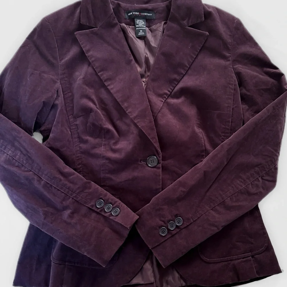 NY&CO Velvet Blazer • Dark Plum • Size 10 - Picture 10 of 10